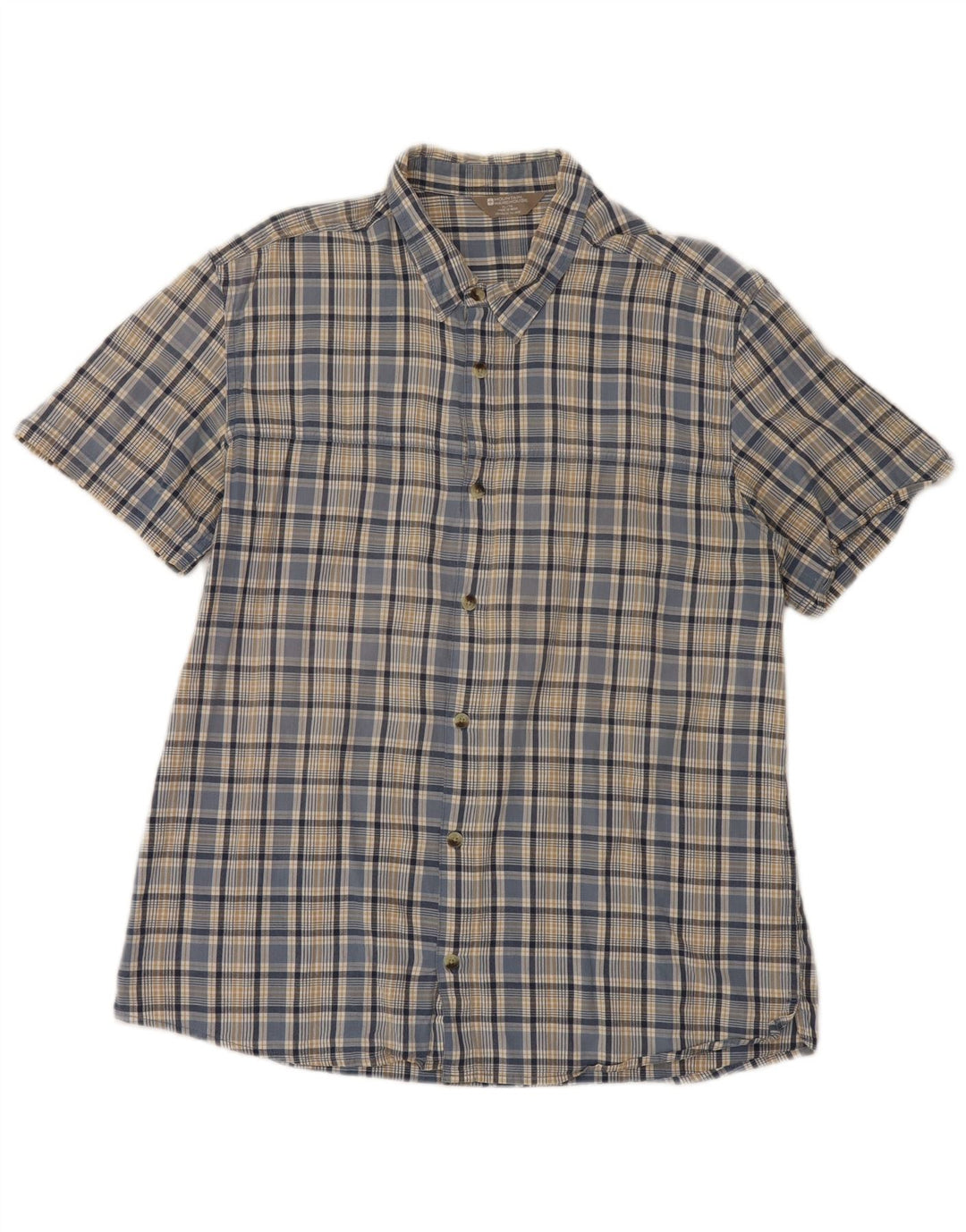 Mountain Warehouse Mens Short Sleeve Shirt XL Blue Check Cotton