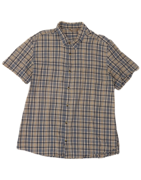 Mountain Warehouse Mens Short Sleeve Shirt XL Blue Check Cotton