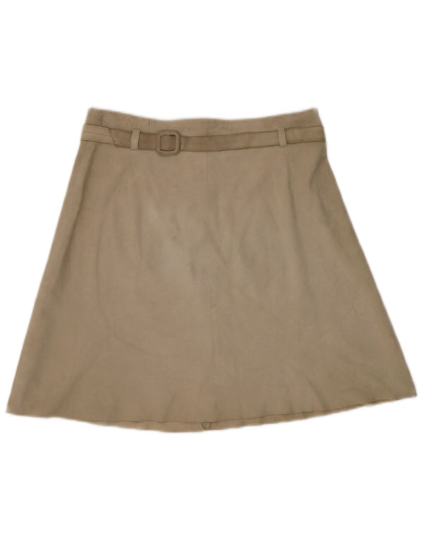 Luna Womens Suede A-Line Skirt W28 Medium Beige Leather