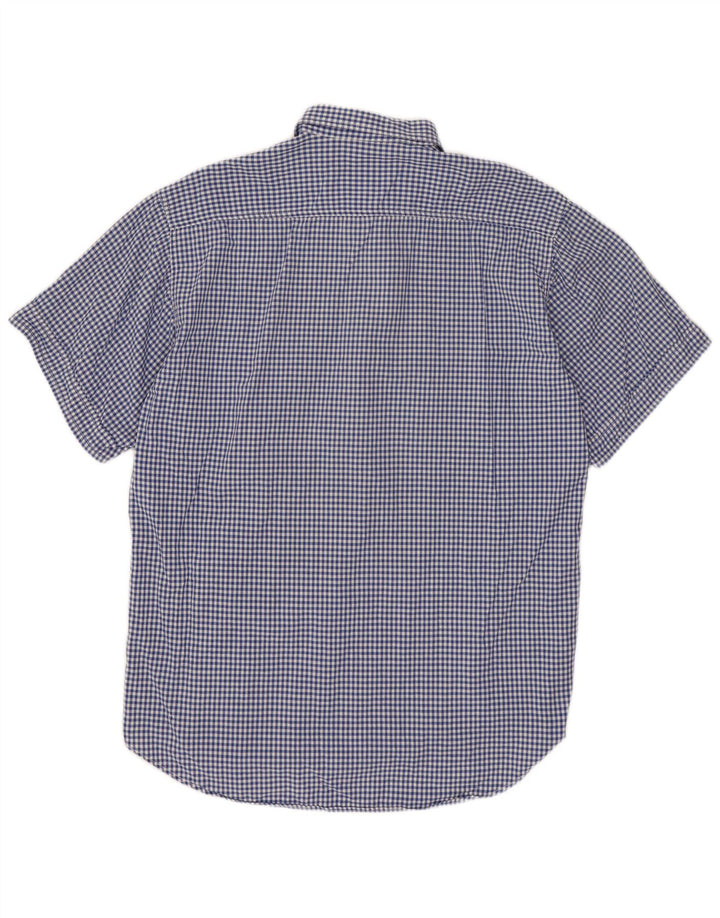 BENETTON Mens Short Sleeve Shirt XL Blue Gingham