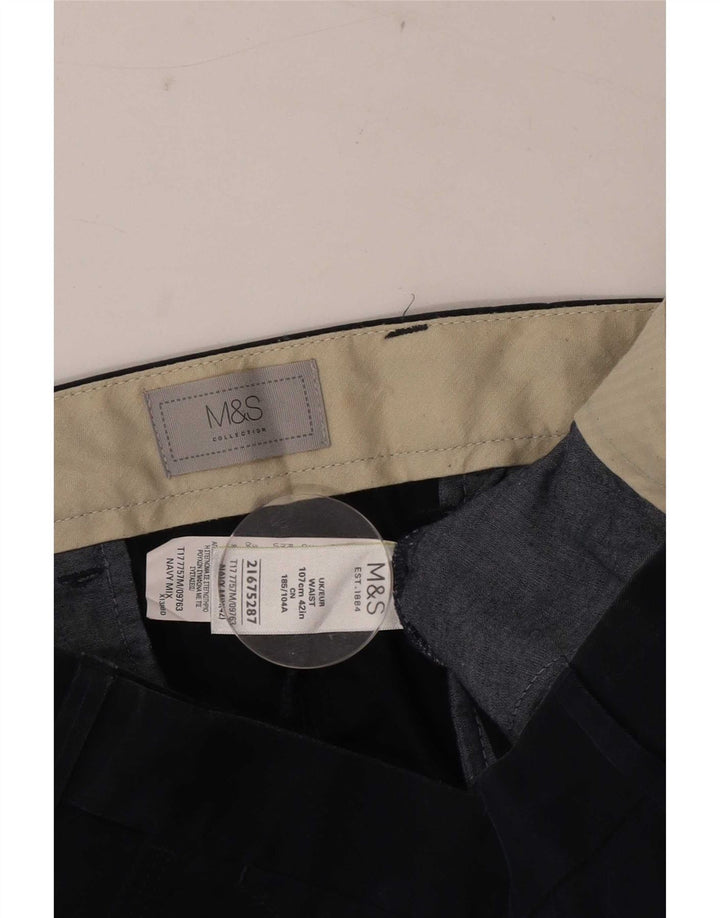 Marks & Spencer Mens Chino Shorts W42 2XL Navy Blue Cotton