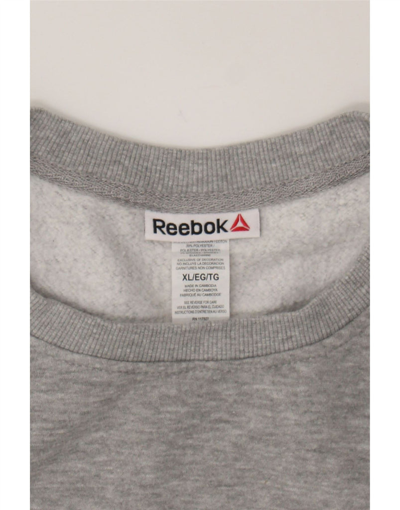 REEBOK Womens Oversized Graphic Sweatshirt Jumper UK 18 XL Grey Cotton Vintage Reebok and Second-Hand Reebok from Messina Hembry 