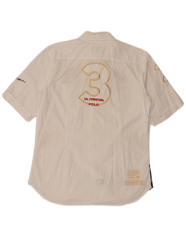 La Martina Mens Polo Team England Graphic Short Sleeve Shirt XL White