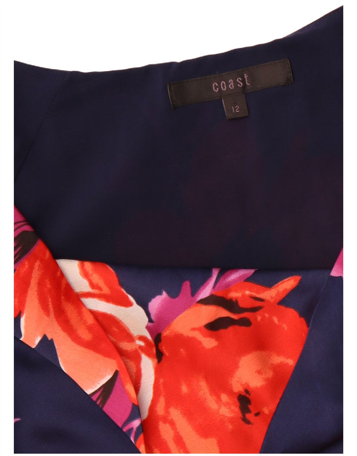 COAST Womens Blouse Top UK 12 Medium Navy Blue Floral Polyester