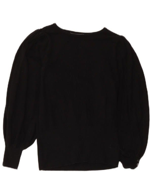 MINT VELVET Womens Boat Neck Jumper Sweater UK 8 Small Black Cotton