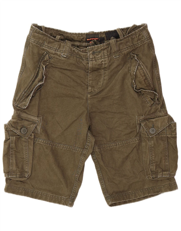 SUPERDRY Mens Cargo Shorts W32 Medium Khaki Cotton