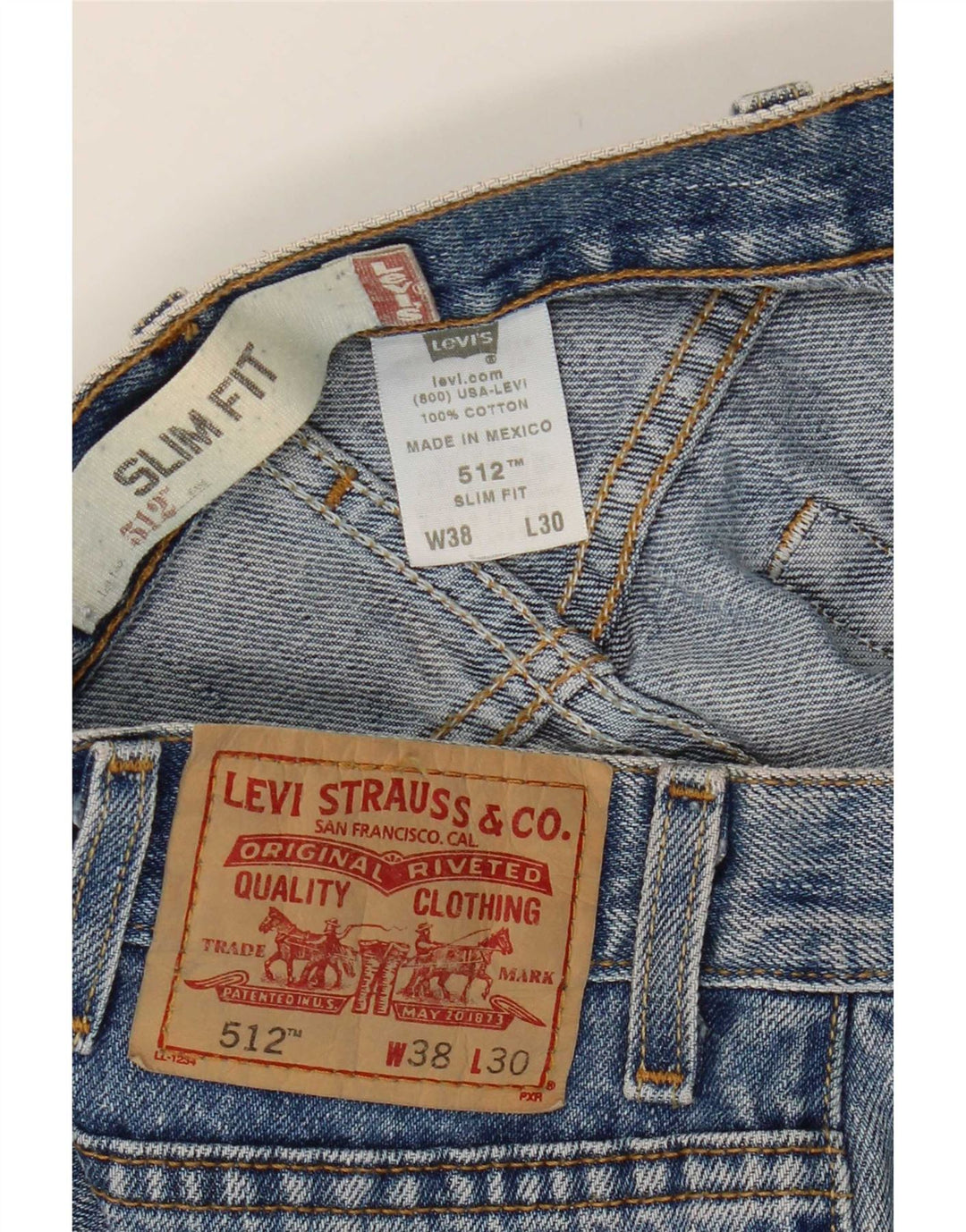 Levi's Mens 512 Slim Jeans W38 L27 Blue Cotton
