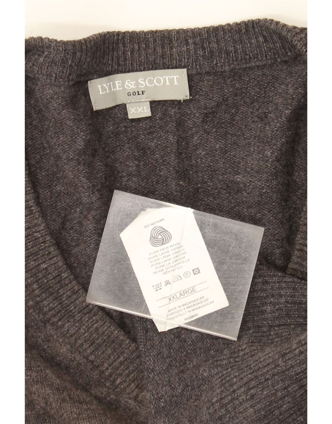 Lyle & Scott Mens V-Neck Jumper Sweater 2XL Grey New Wool