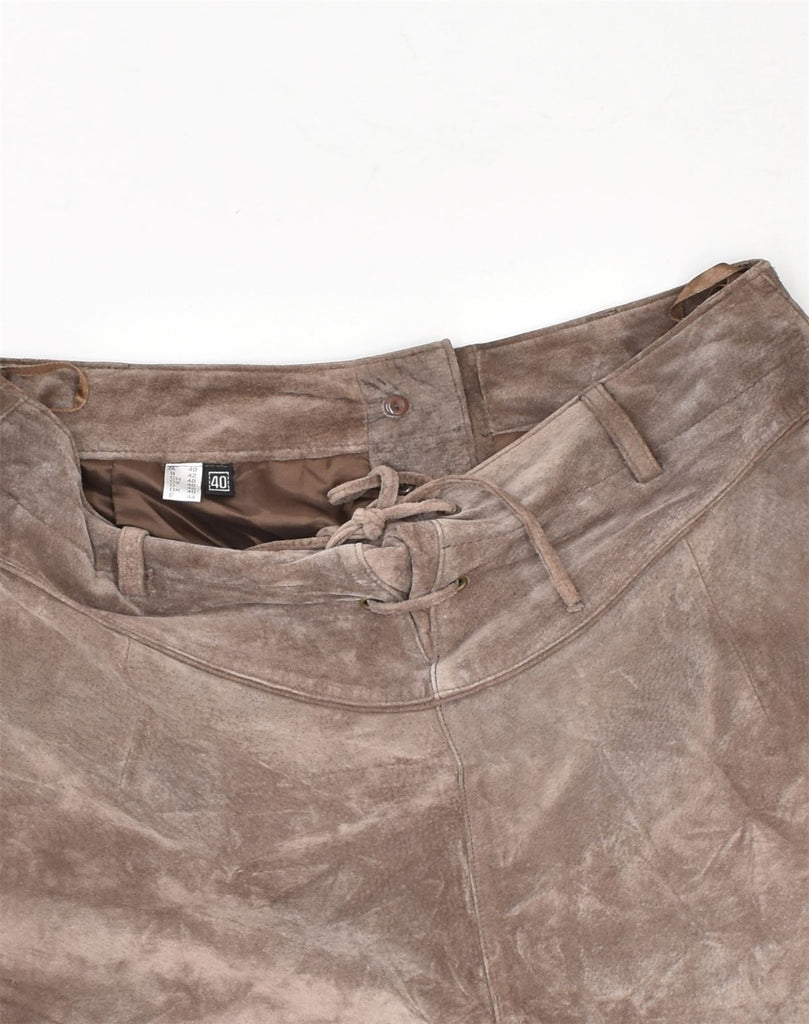 C & A Womens Landhaus Casual Trousers EU 40 Medium W32 L31 Brown Leather | Vintage C & A | Thrift | Second-Hand C & A | Used Clothing | Messina Hembry 