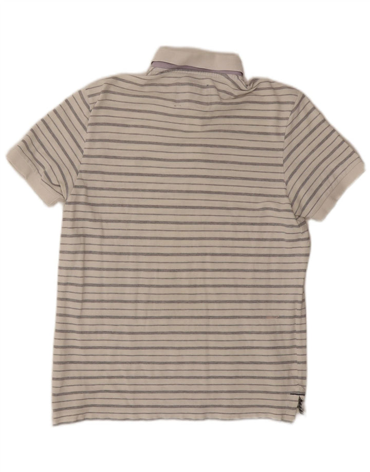 WOOLRICH Mens Polo Shirt Small White Striped Cotton