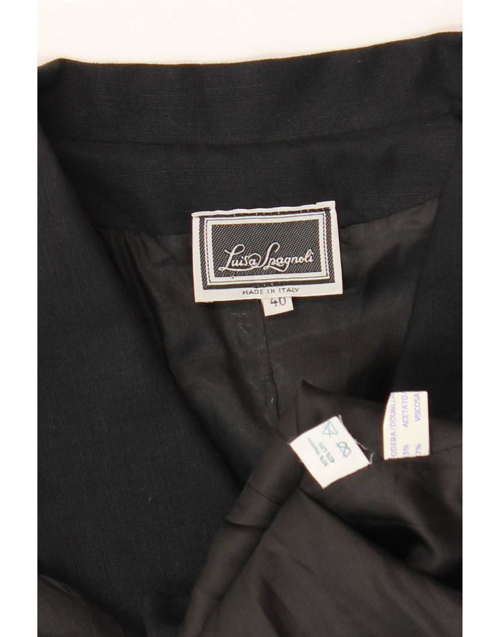 Luisa Spagnoli Womens 5 Button Short Sleeve Blazer Jacket IT 40 Small Black