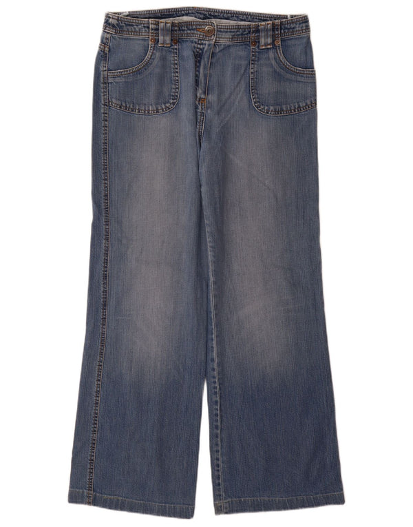 Marks & Spencer Womens Wide Leg Jeans UK 14 Large W32 L30 Blue Cotton