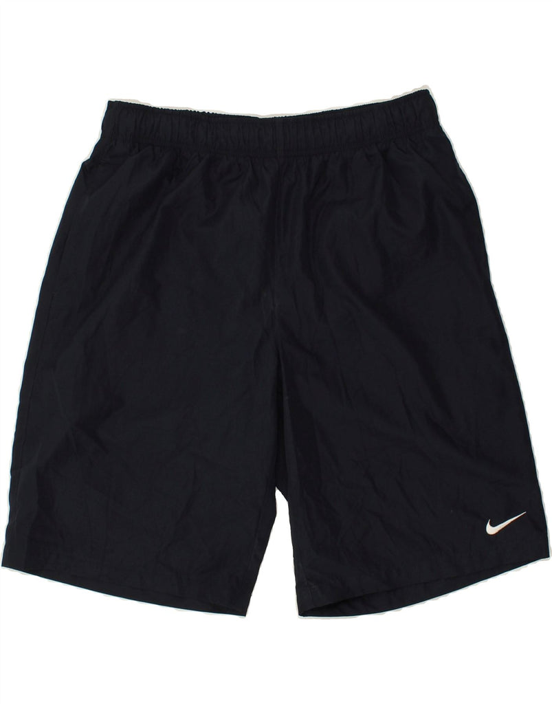 NIKE Mens Graphic Sport Shorts Large Navy Blue Polyester | Vintage Nike | Thrift | Second-Hand Nike | Used Clothing | Messina Hembry 