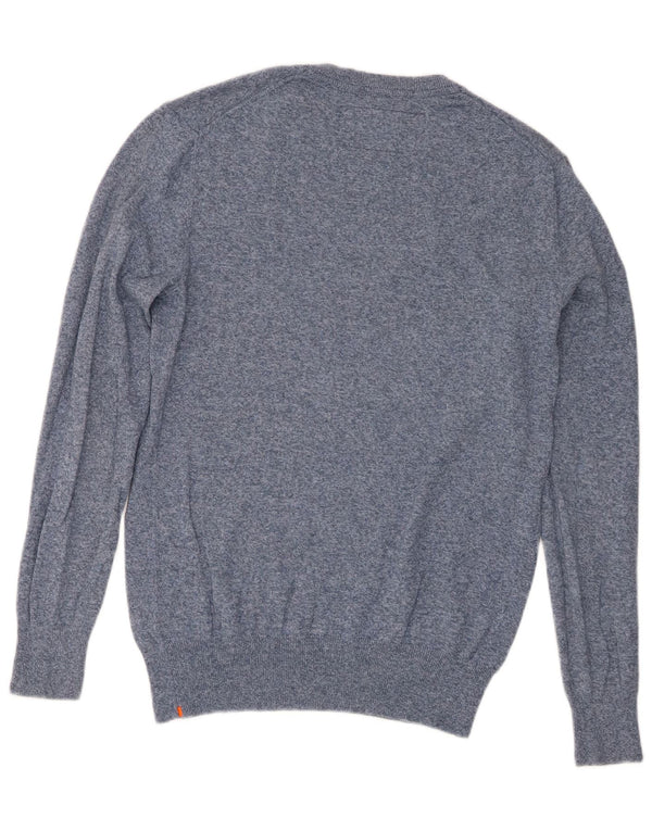 Superdry Mens Boat Neck Jumper Sweater Large Blue Flecked Cotton