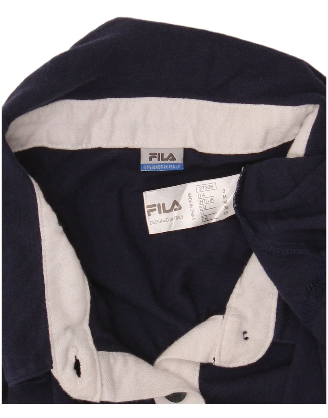 Fila Womens Polo Shirt UK 12 Medium Navy Blue Cotton