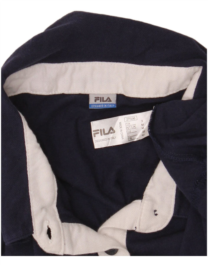 Fila Womens Polo Shirt UK 12 Medium Navy Blue Cotton