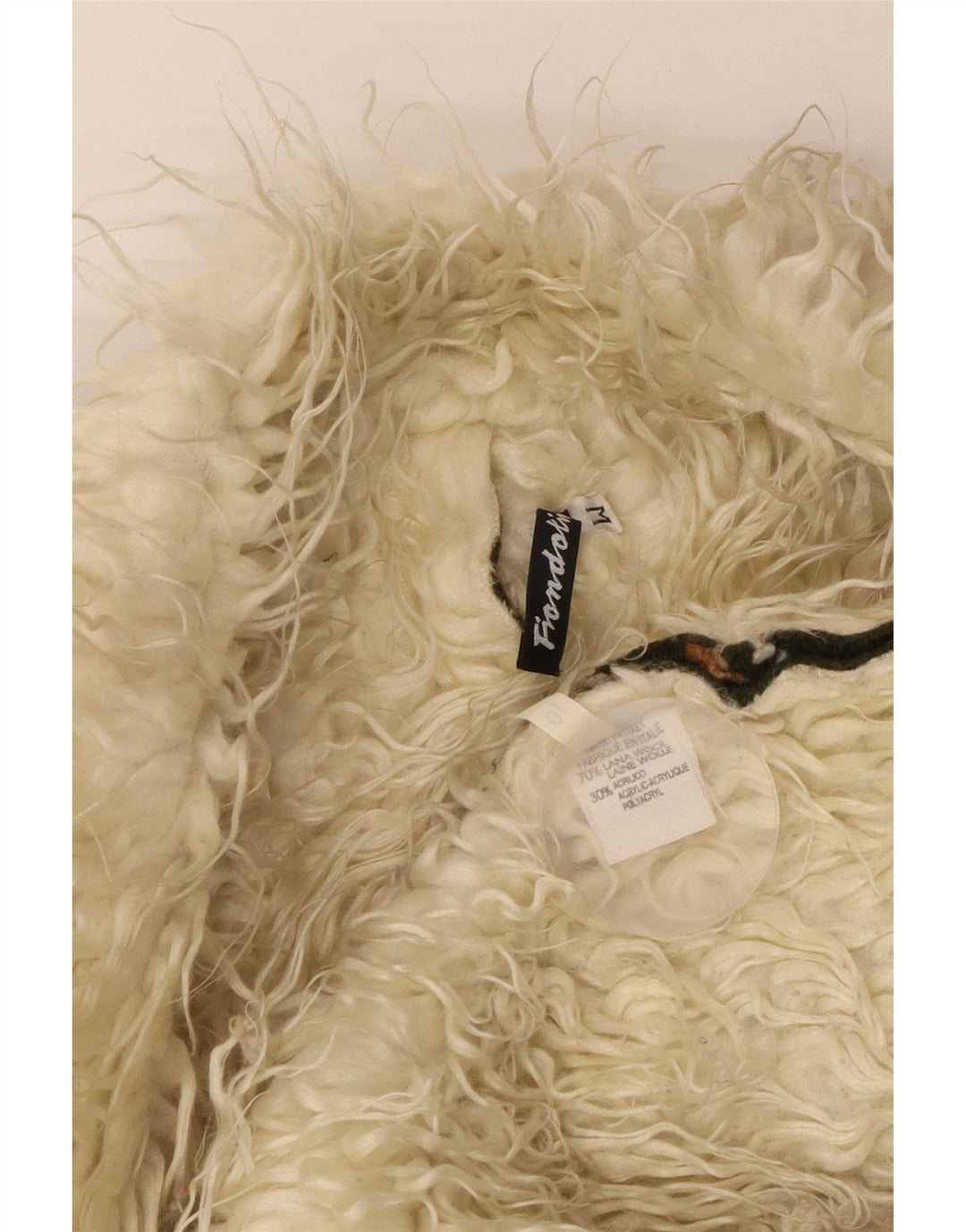 Fiondotinta Womens Sherpa Duffle Jacket UK 14 Medium Khaki Floral Wool