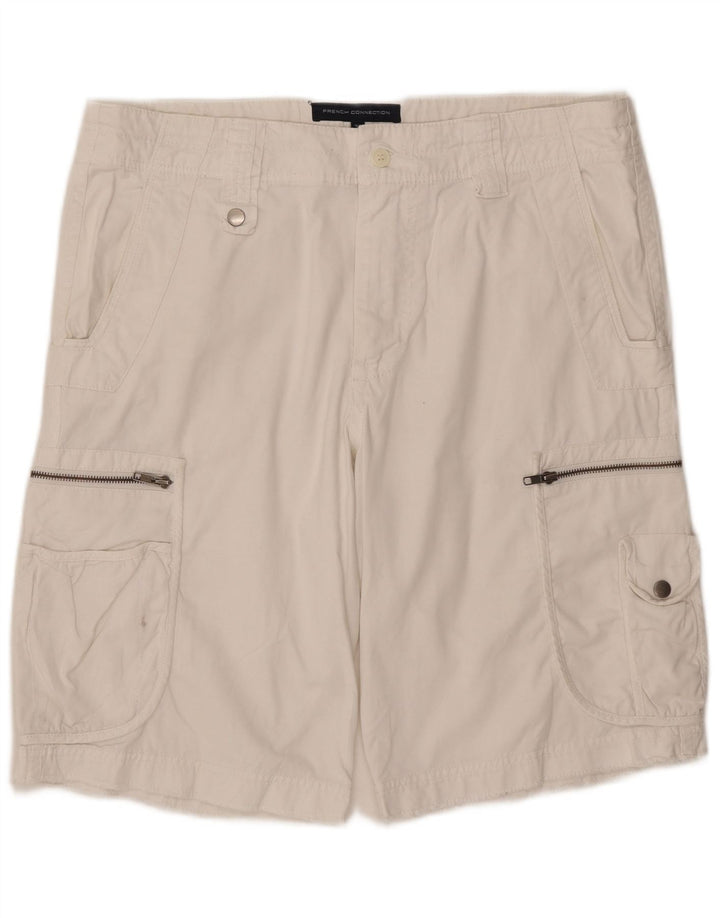 French Connection Mens Cargo Shorts W36 Large White Cotton
