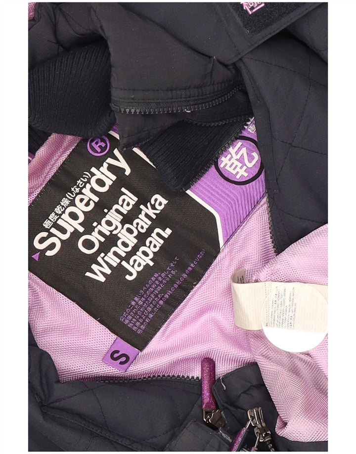 Superdry Womens Windparka Hooded Quilted Parka Jacket UK 10 Small Navy Blue