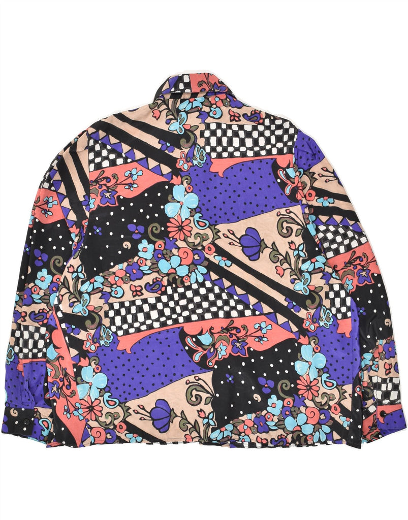 VINTAGE Womens Shirt UK 14 Medium Multicoloured Floral Polyester | Vintage Vintage | Thrift | Second-Hand Vintage | Used Clothing | Messina Hembry 