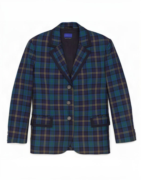 Dominew Womens 3 Button Blazer Jacket IT 50 XL Green Check Virgin Wool