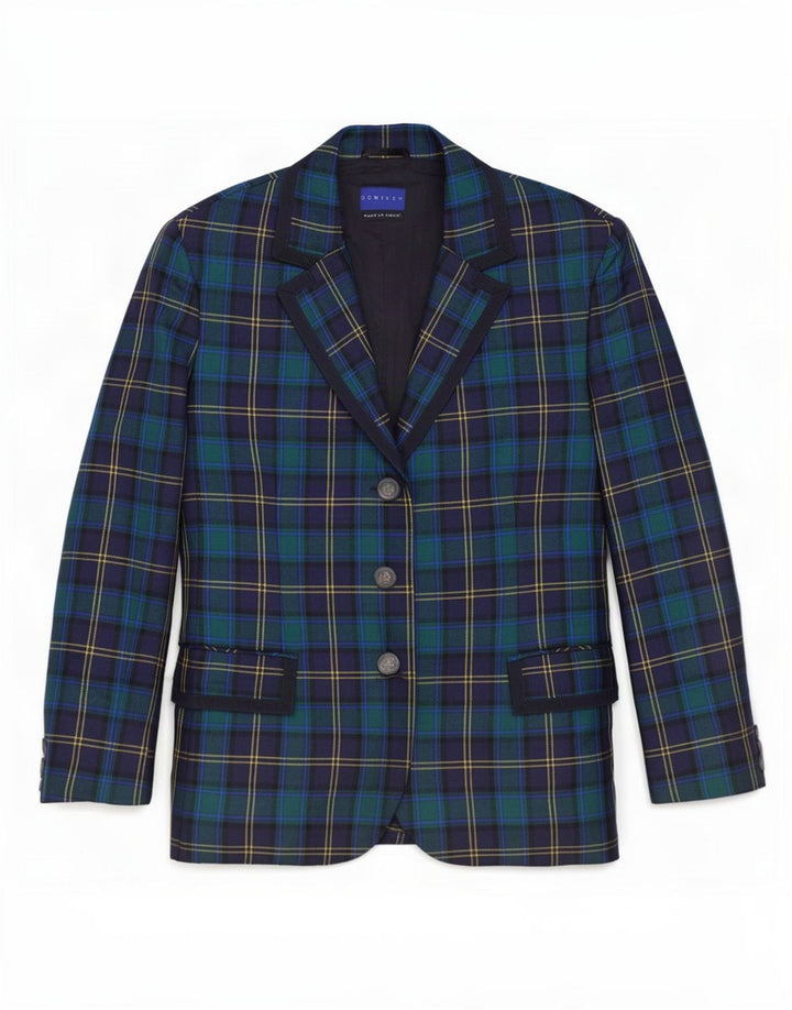 Dominew Womens 3 Button Blazer Jacket IT 50 XL Green Check Virgin Wool