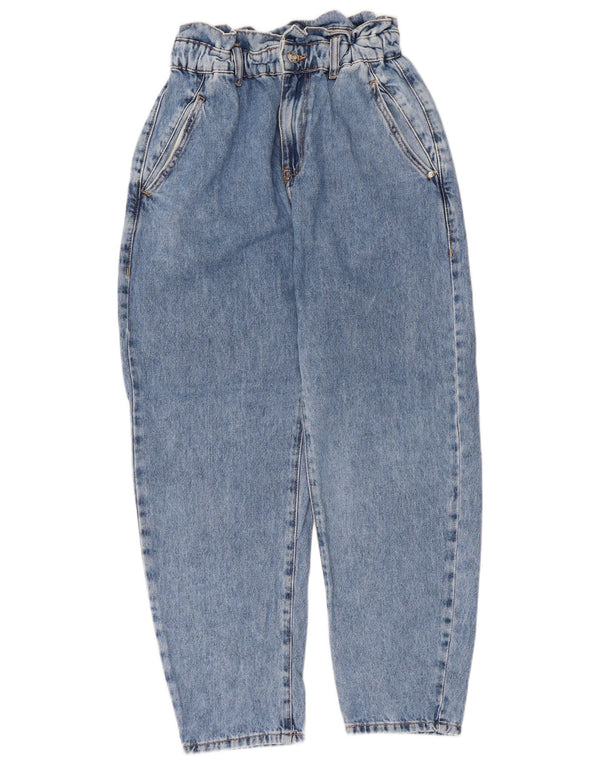 Zara Womens High Waist Tapered Jeans EU 34 2XS W24 L24 Blue Cotton