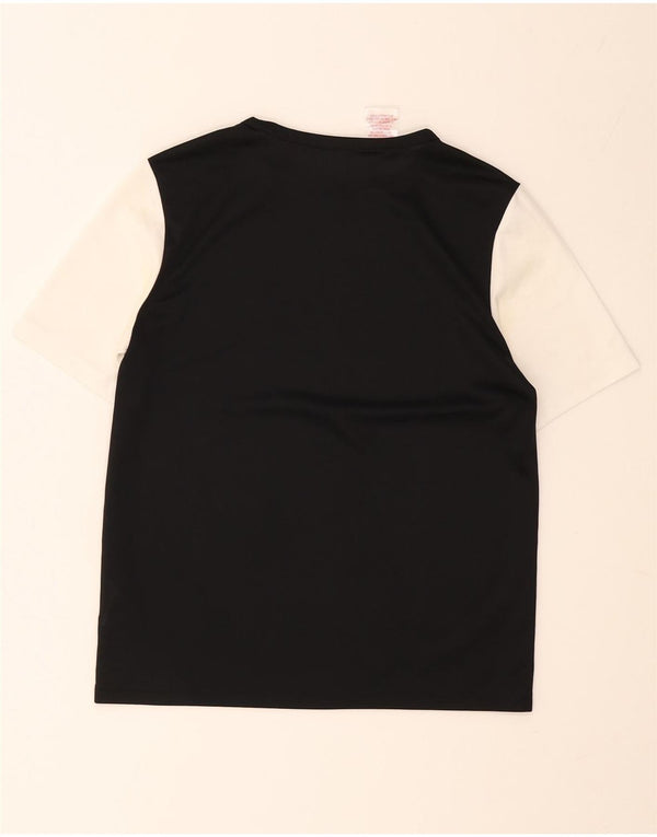 Adidas Boys T-Shirt Top 13-14 Years Black Colourblock Polyester