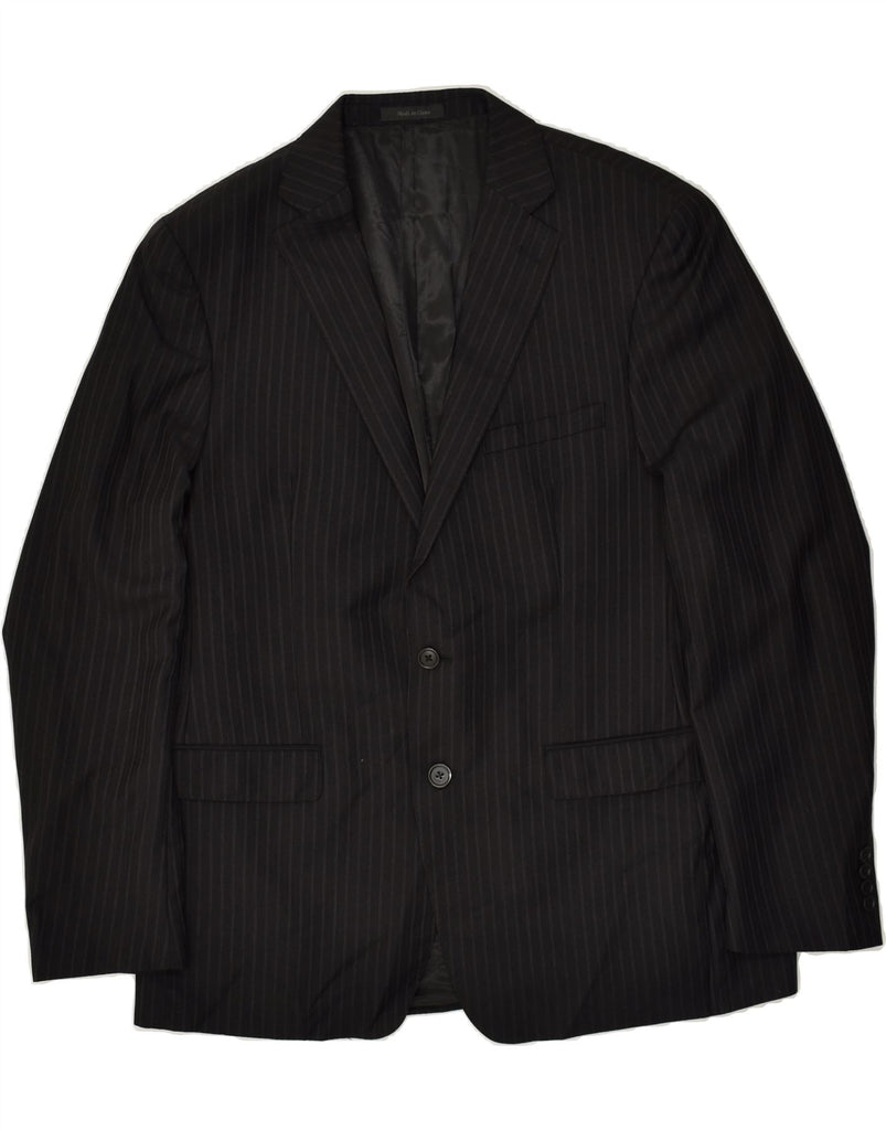 CALVIN KLEIN Mens 2 Button Blazer Jacket UK 44 2XL Black Striped Wool | Vintage Calvin Klein | Thrift | Second-Hand Calvin Klein | Used Clothing | Messina Hembry 