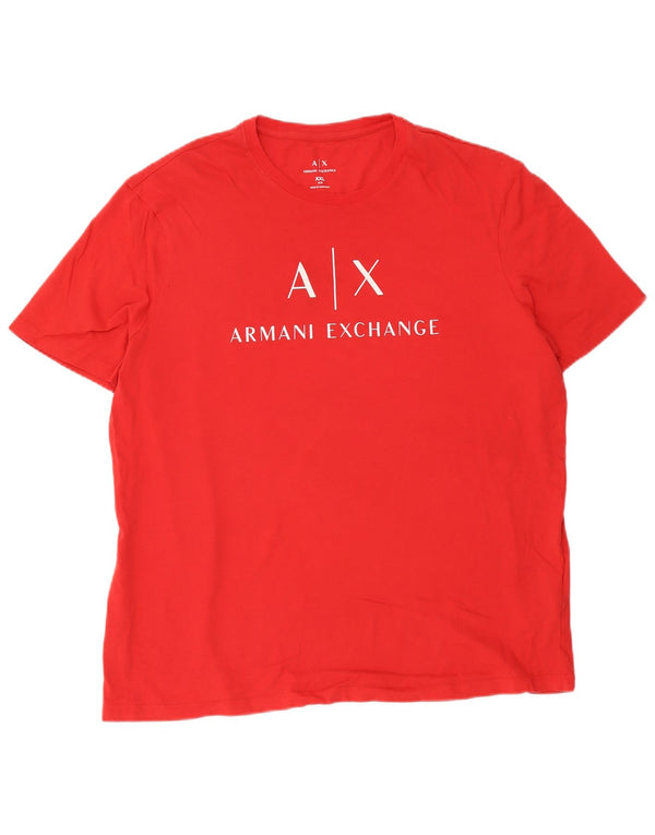 Armani Exchange Mens Slim Graphic T-Shirt Top 2XL Red Cotton