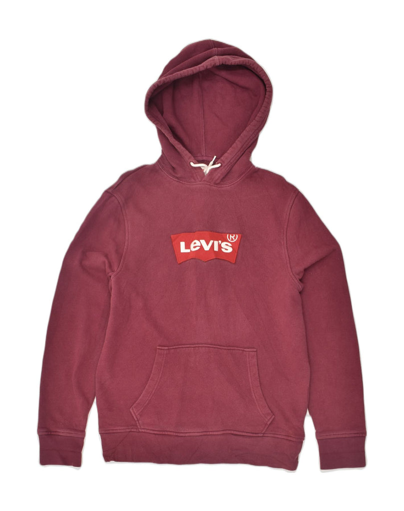 LEVI'S Mens Graphic Hoodie Jumper Small Maroon Cotton | Vintage Levi's | Thrift | Second-Hand Levi's | Used Clothing | Messina Hembry 