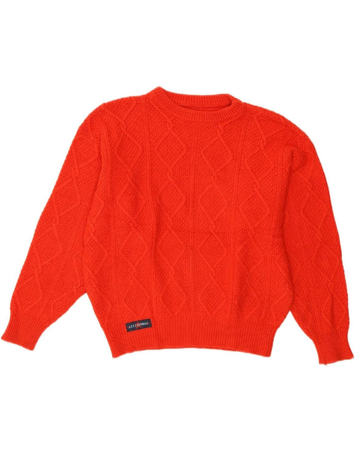 LES COPAINS Womens Crew Neck Jumper Sweater UK 16 Large Red Argyle/Diamond