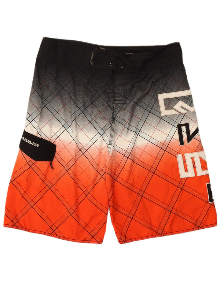 Quiksilver Mens Graphic Swimming Shorts Large  Orange Check Polyester