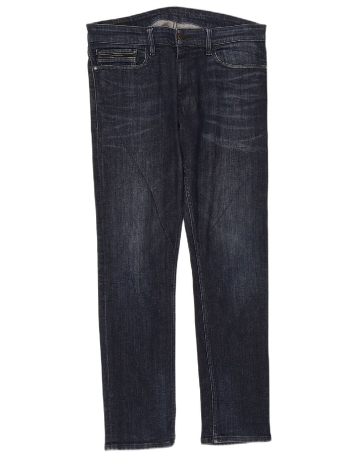 Calvin Klein Mens Slim Jeans W33 L32 Navy Blue Cotton