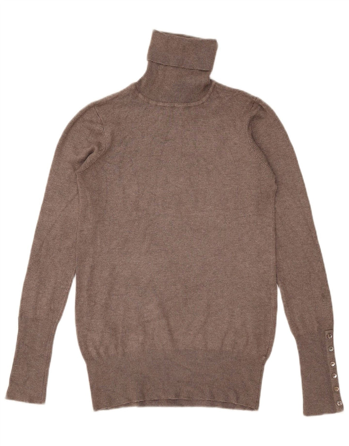 Zara Womens Roll Neck Jumper Sweater UK 12 Medium Grey Rayon