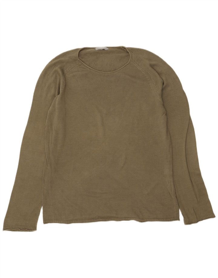 Cos Mens Crew Neck Jumper Sweater Large Khaki Cotton