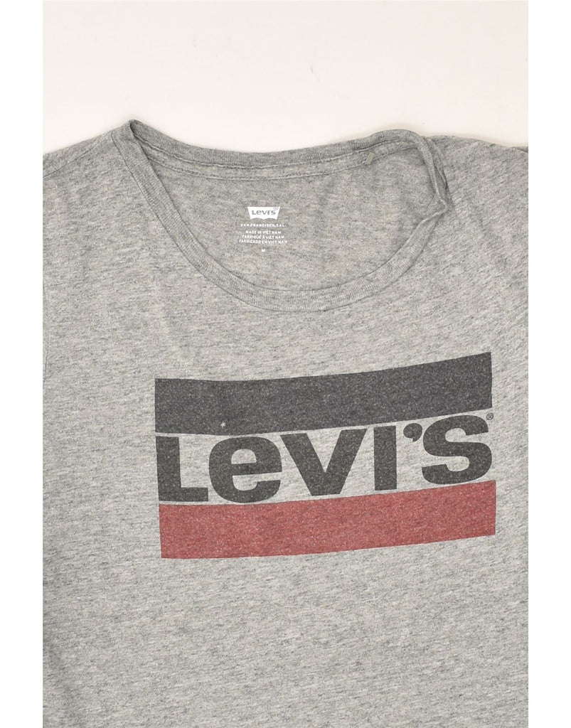 LEVI'S Womens Graphic T-Shirt Top UK 12 Medium Grey Cotton | Vintage Levi's | Thrift | Second-Hand Levi's | Used Clothing | Messina Hembry 