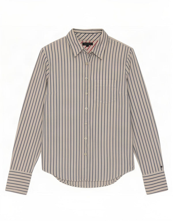 Tommy Hilfiger Womens Shirt US 6 Medium Blue Pinstripe Cotton