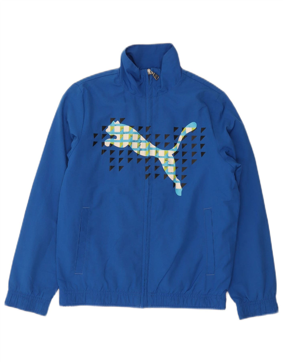 Puma Boys Graphic Tracksuit Top Jacket 9-10 Years Blue Polyester