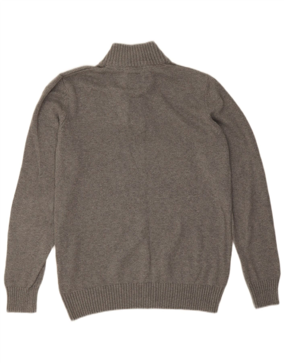 Crew Clothing Mens Button Neck Jumper Sweater Large Grey Cotton