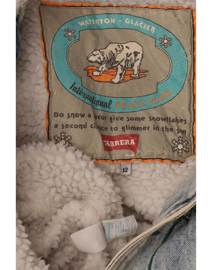 CARRERA Boys Sherpa Denim Jacket 11-12 Years Blue Cotton