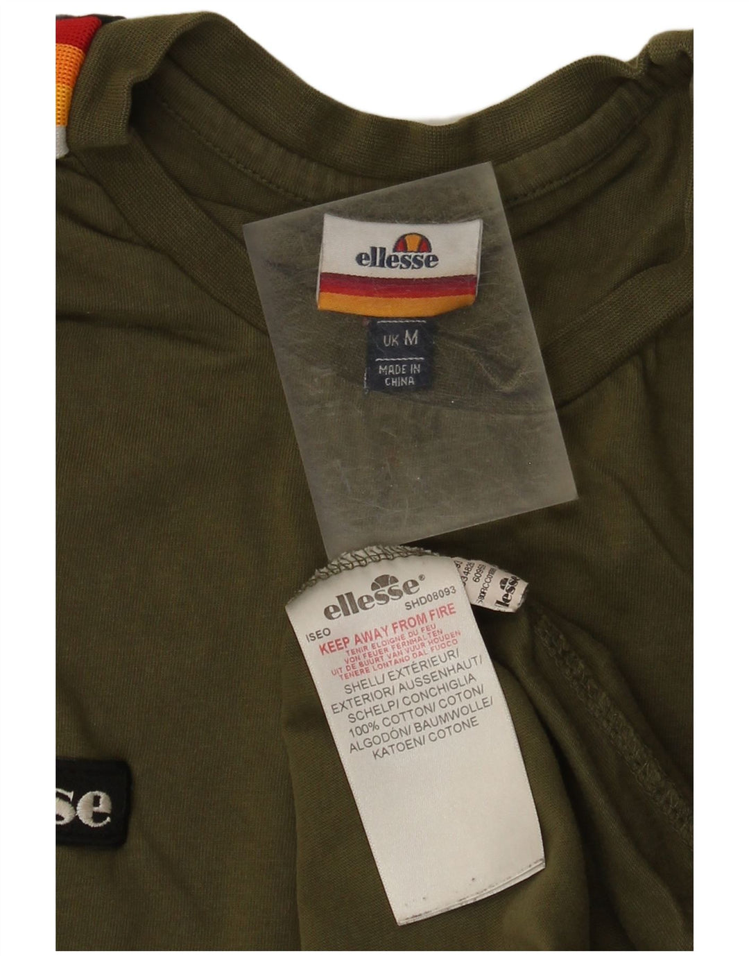 Ellesse Mens T-Shirt Top Medium Green Colourblock Cotton