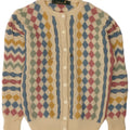 Tulchan Womens Cardigan Sweater One Size Beige Argyle/Diamond New Wool