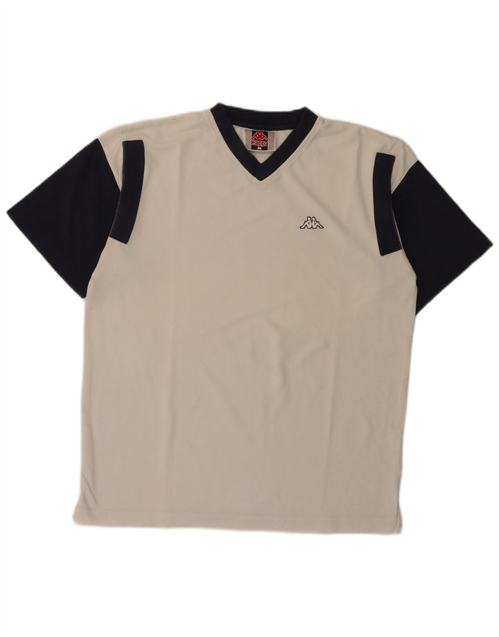 Kappa Mens T-Shirt Top Medium White Colourblock Cotton