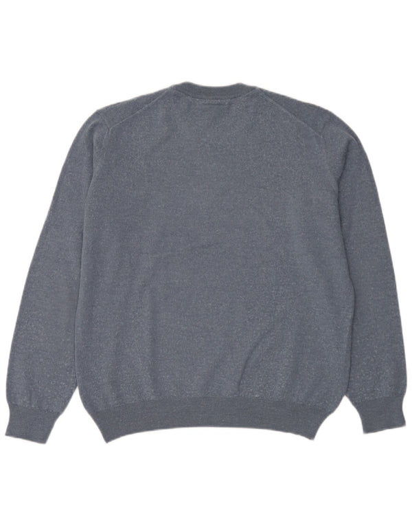 Lacoste Mens Classic Fit Crew Neck Jumper Sweater Size 6 XL Blue Wool