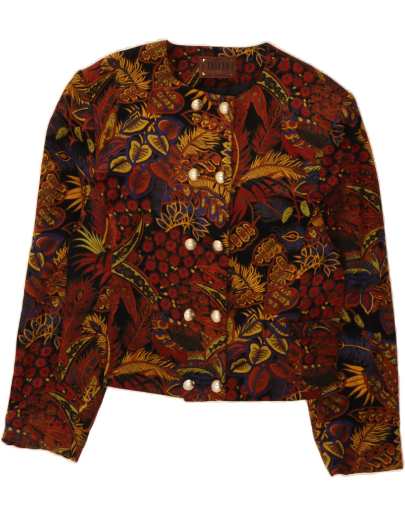 TAIFUN Womens Crop Blazer Jacket UK 14 Medium Multicoloured Floral Vintage Taifun and Second-Hand Taifun from Messina Hembry 
