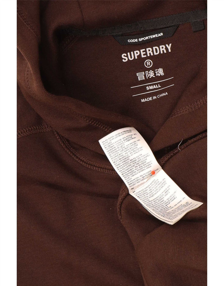 Superdry Mens Hoodie Jumper Small Brown Cotton