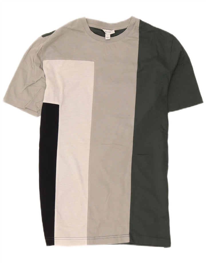 Reiss Mens T-Shirt Top Small Multicoloured Colourblock Cotton