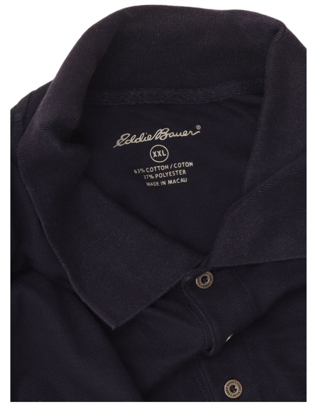 EDDIE BAUER Mens Polo Shirt 2XL Navy Blue Cotton