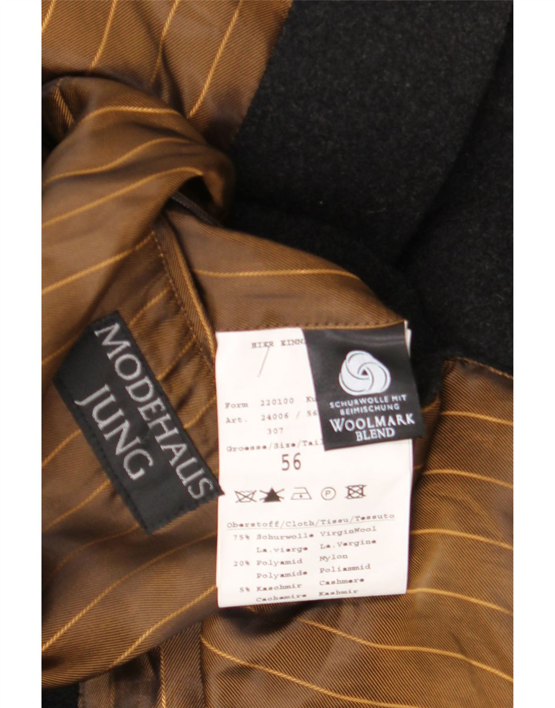 Bugatti Mens Overcoat IT 56 3XL Black Virgin Wool